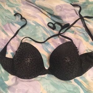 Black Leopard Print Bikini Top XL